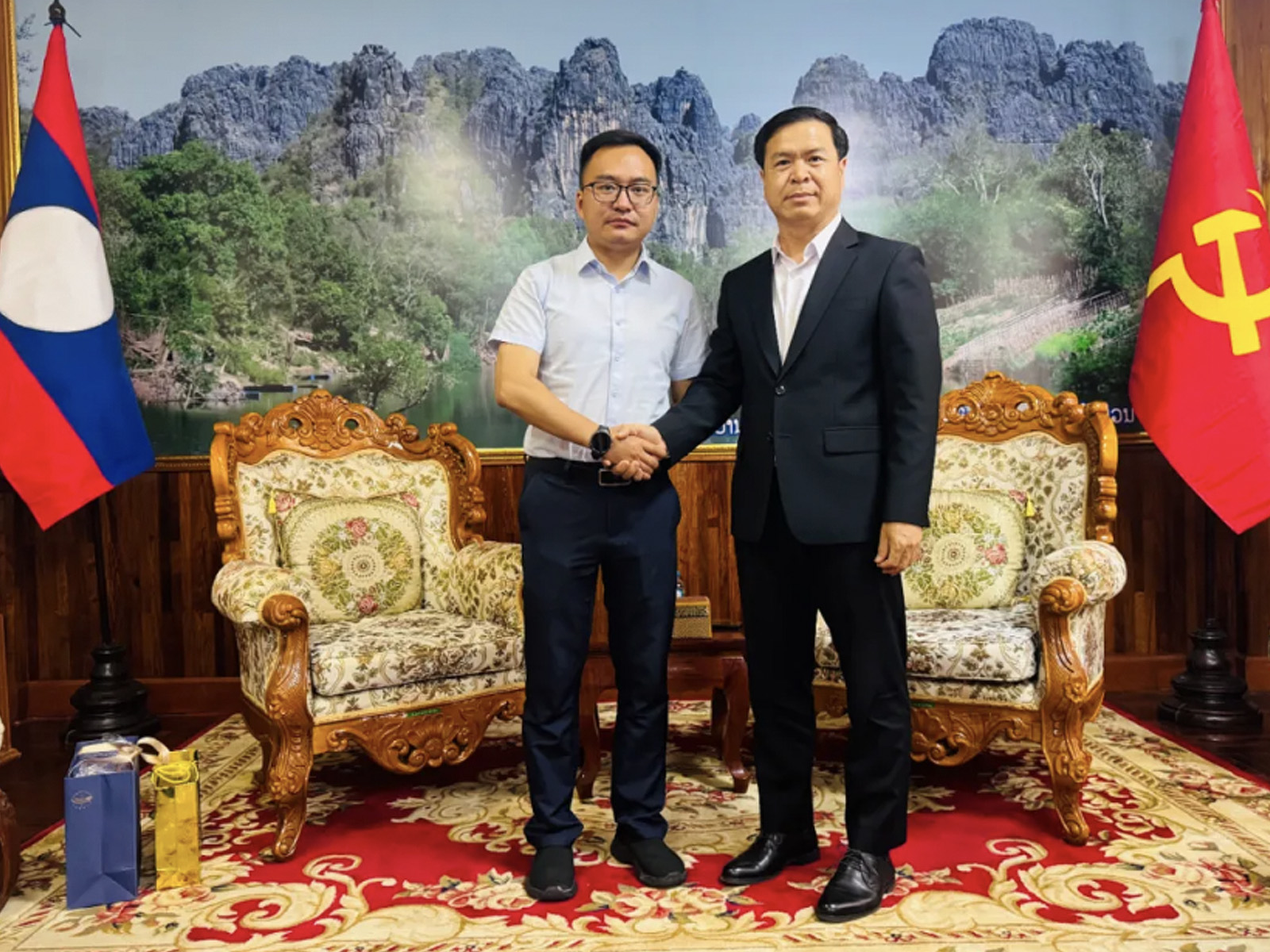 Yang Yi, Party Secretary and Chairman of Red Sun Co., Ltd., led a delegation to visit Laos and held talks with the Laotian Minister of Agriculture